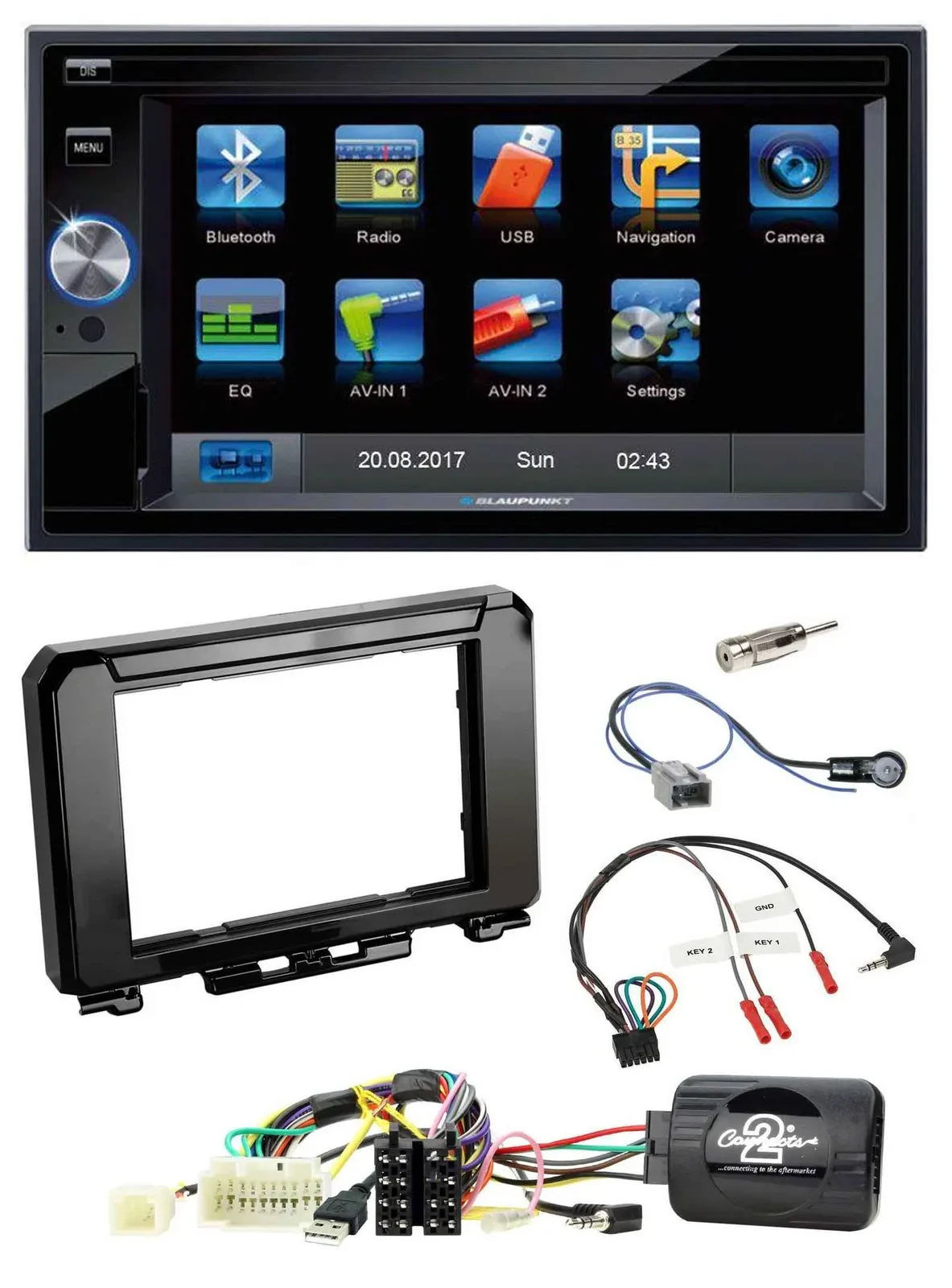 Blaupunkt SD USB TMC Bluetooth 2DIN Lenkrad Navigation für Suzuki Jimmny GJ ab 2