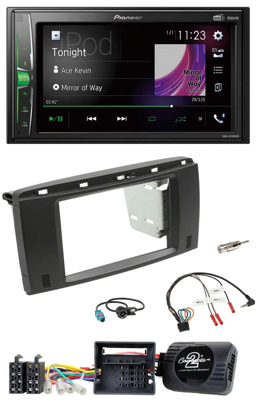 Pioneer 2DIN Lenkrad DAB USB Bluetooth Autoradio für Mercedes SLK 08-11 R171