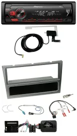 Pioneer 1DIN USB DAB MP3 Lenkrad Autoradio für Opel Corsa C 04-06 aluminium