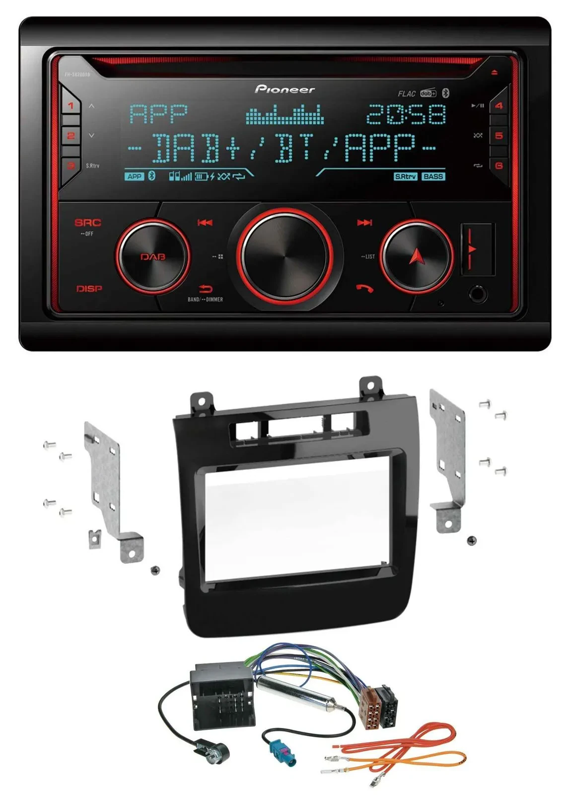Автомагнитола Pioneer 2DIN, DAB, Bluetooth, USB, CD для VW Touareg (2010–2014)