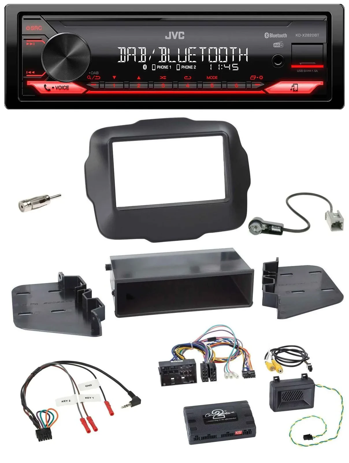 JVC Bluetooth USB DAB Lenkrad Autoradio für Jeep Renegade ab 2015