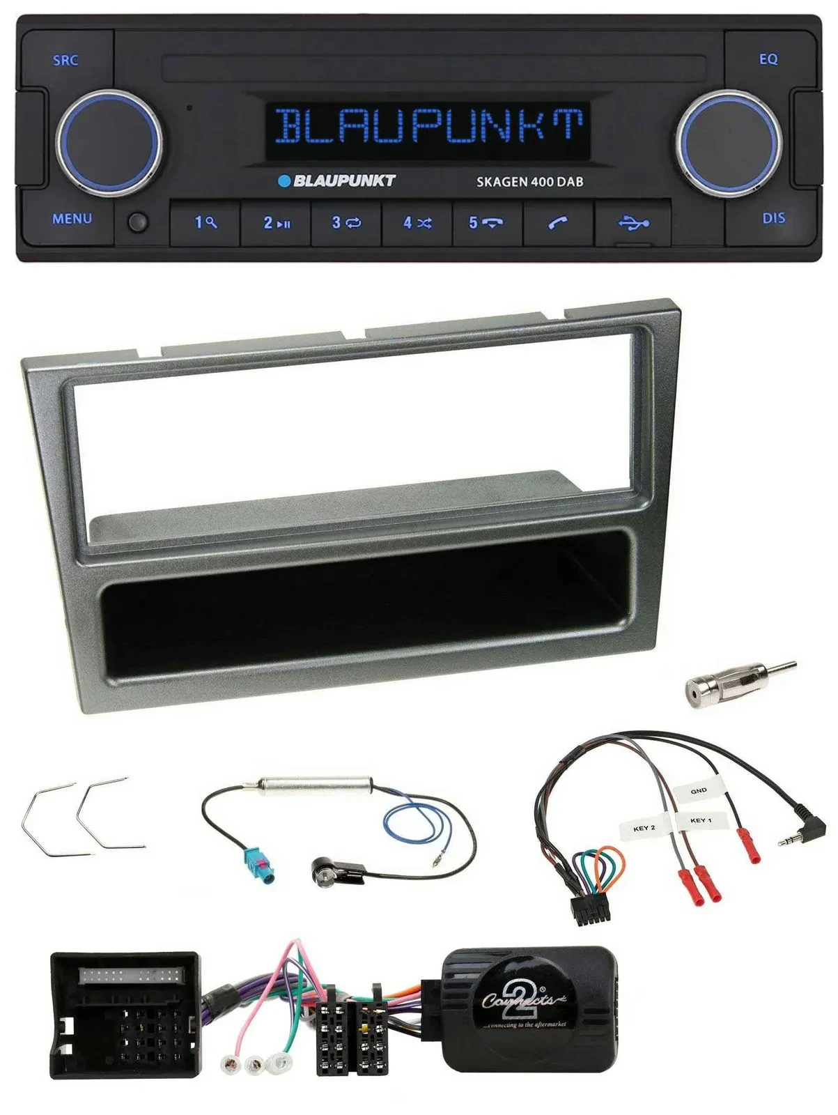 Blaupunkt DAB USB Bluetooth Lenkrad Autoradio für Opel Corsa C 04-06 aluminium
