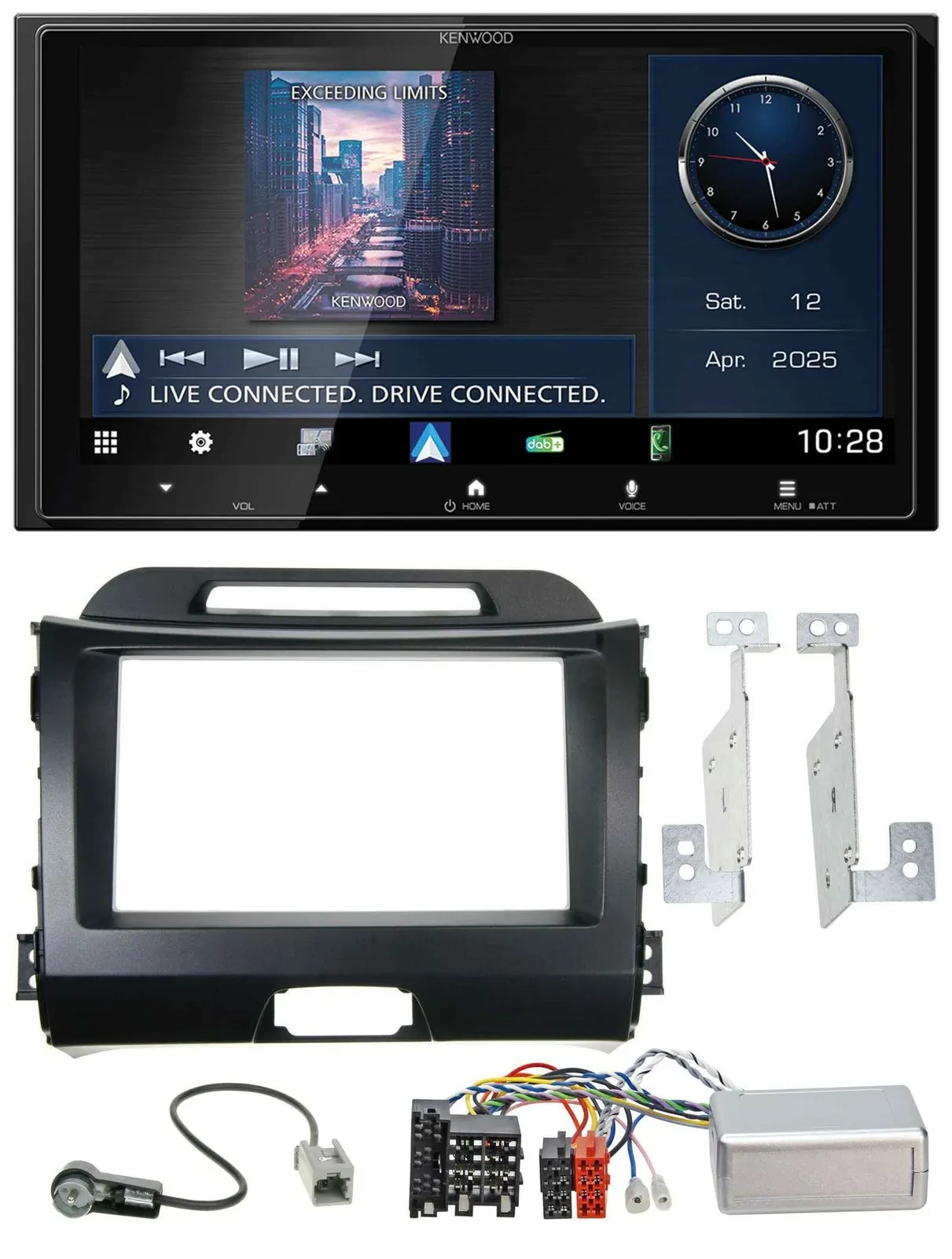 Kenwood Bluetooth 2DIN USB DAB Lenkrad Autoradio für Kia Sportage III 10-15 schw