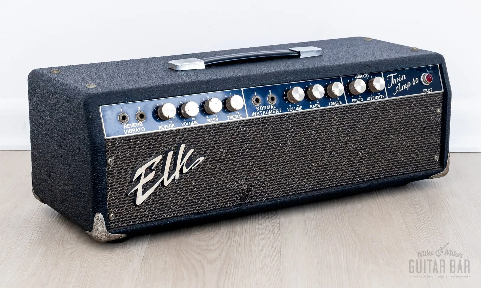 1960s Elk Twin Amp 60 EB-202S Vintage Black Panel Tube Amp Head, Miyuki Japan