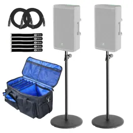 Gravity GSSPWBSET1 Black Weighted PA DJ Speaker Stands Pair w Accessory Bag