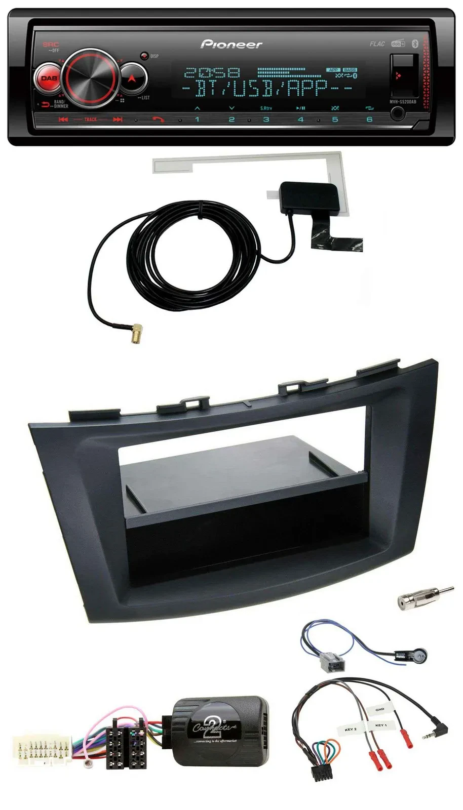 Pioneer Bluetooth DAB USB Lenkrad Autoradio für Suzuki Swift Sport ab 2011 schwa