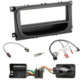 Einbauset Lenkradadapter DIN Autoradio für Ford Mondeo S-Max 07-14 schwarz Ablag