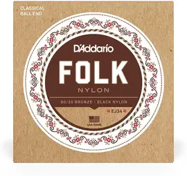 Струны для классической и фолк гитары D'Addario Folk Nylon EJ34 28-45
