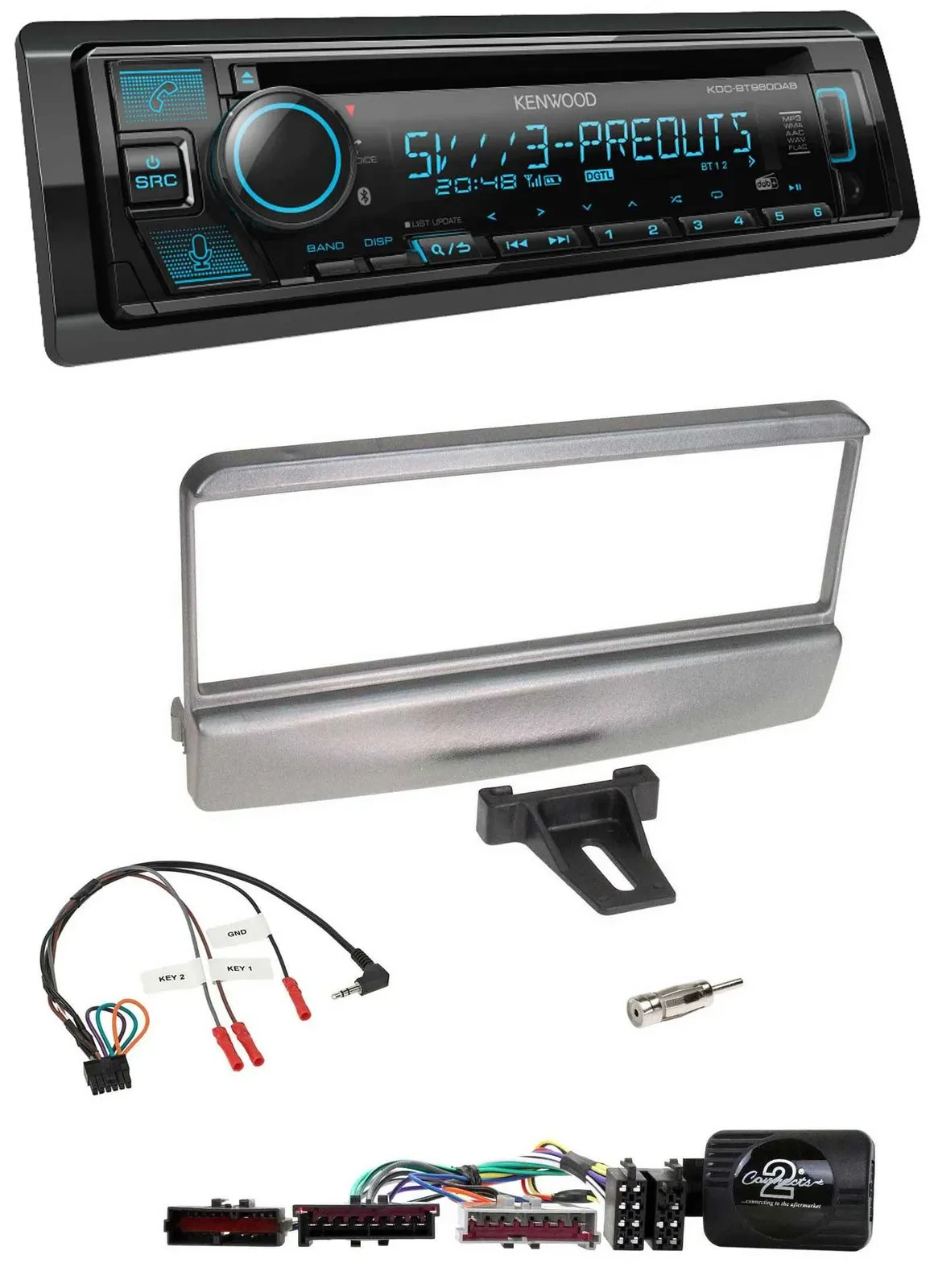 Kenwood Bluetooth USB CD Lenkrad DAB Autoradio für Ford Mondeo 2000-2002 silber