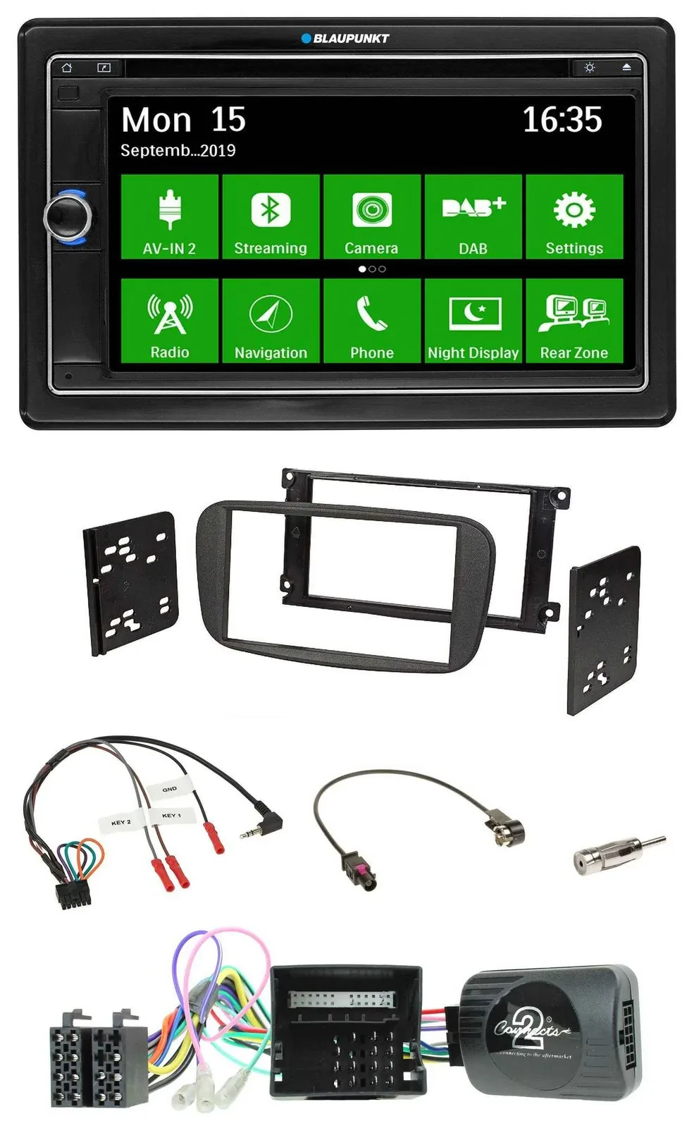 Blaupunkt Bluetooth 2DIN Lenkrad DAB USB TMC Navigation für Ford Focus C-Max Gal
