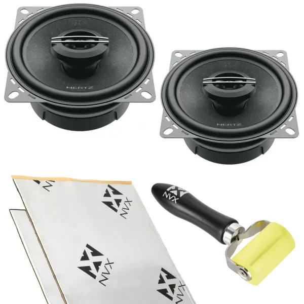 Hertz CX 100 4" 40W Coaxial Speakers+NVX Deadening & Roller