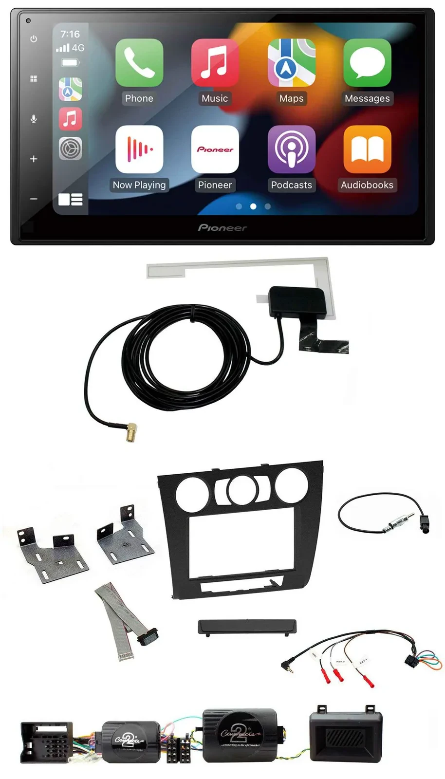 Автомагнитола Pioneer 2DIN, USB, Bluetooth, DAB, для BMW 1 Series E87, с поддержкой кнопок на руле