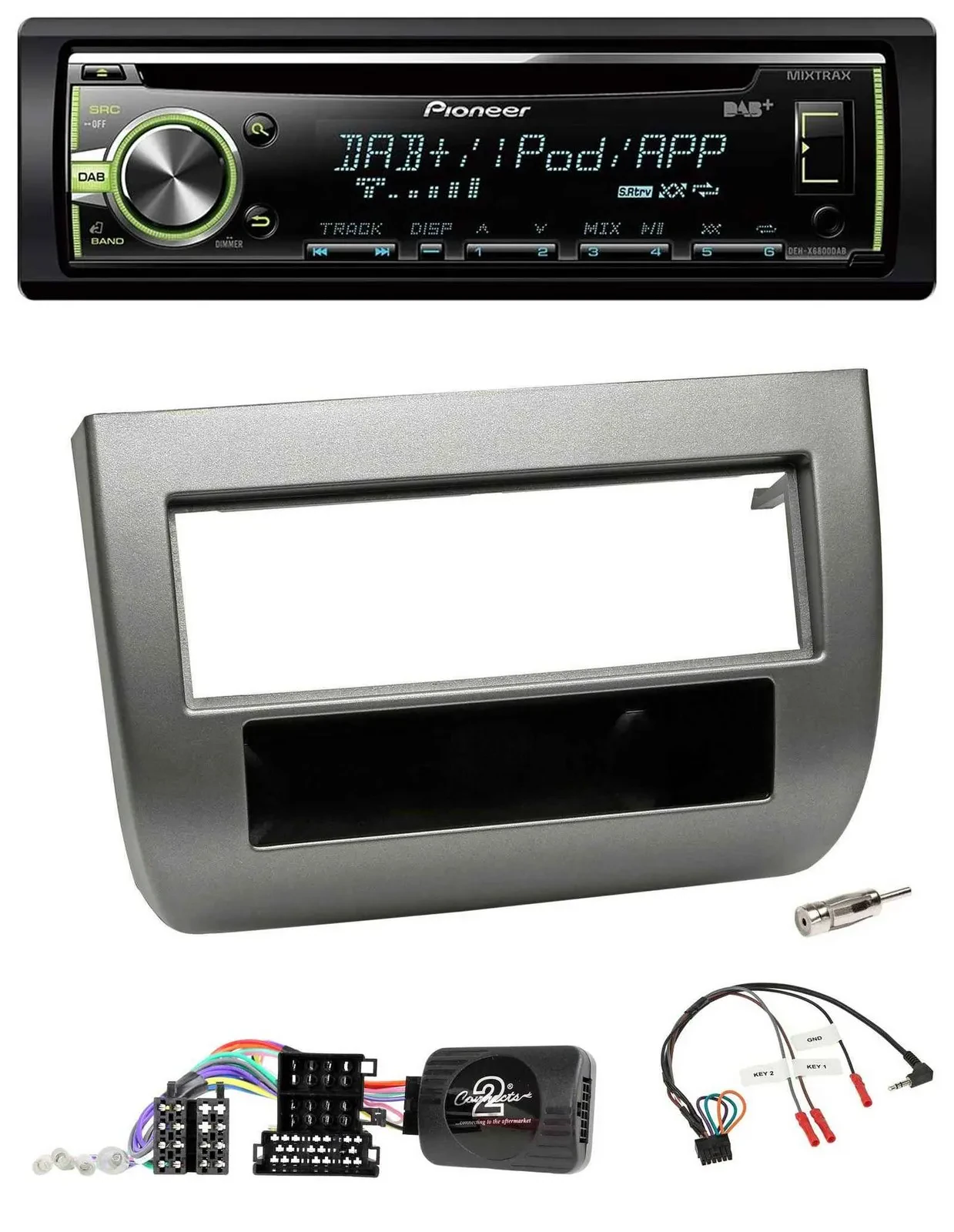 Автомагнитола для Lancia Y 843 2005–2011 Pioneer CD, DAB, USB, MP3, поддержка кнопок на руле, темно-серый металлик