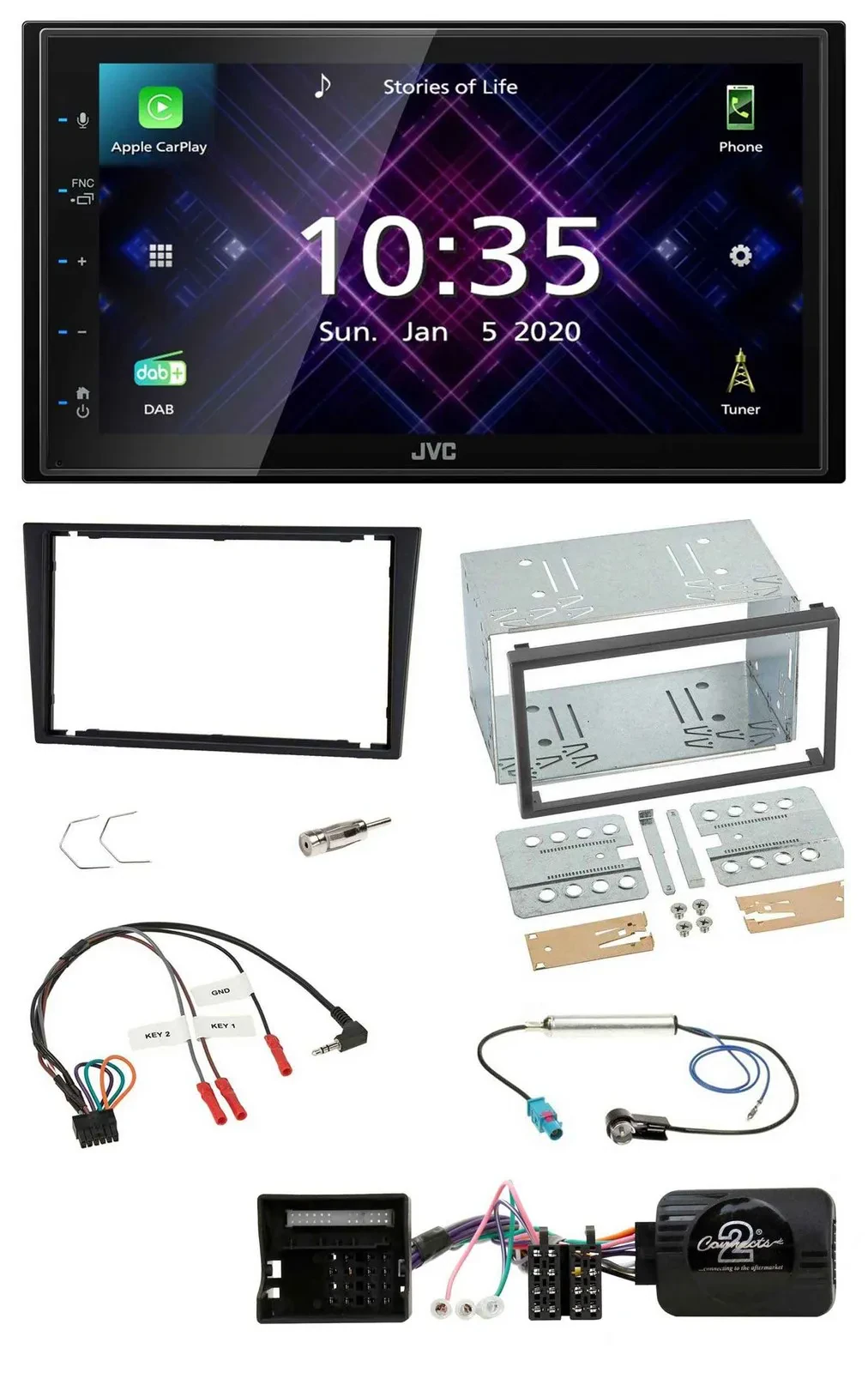 JVC DAB 2DIN Lenkrad Bluetooth USB Autoradio für Opel Corsa C Tigra Vectra C cha