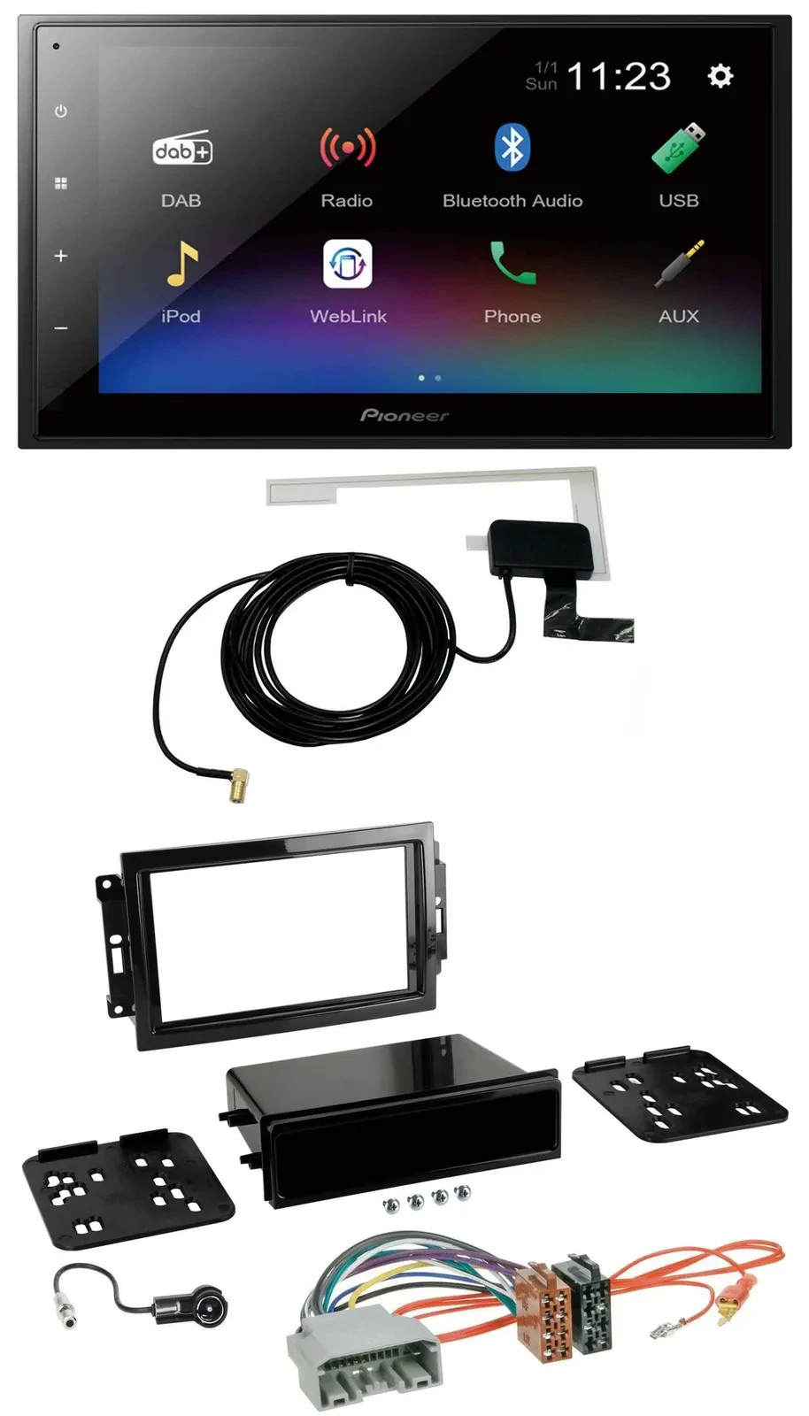Автомагнитола для Chrysler 300C, Dodge Caliber, Jeep Pioneer DAB MP3 Bluetooth 2DIN USB