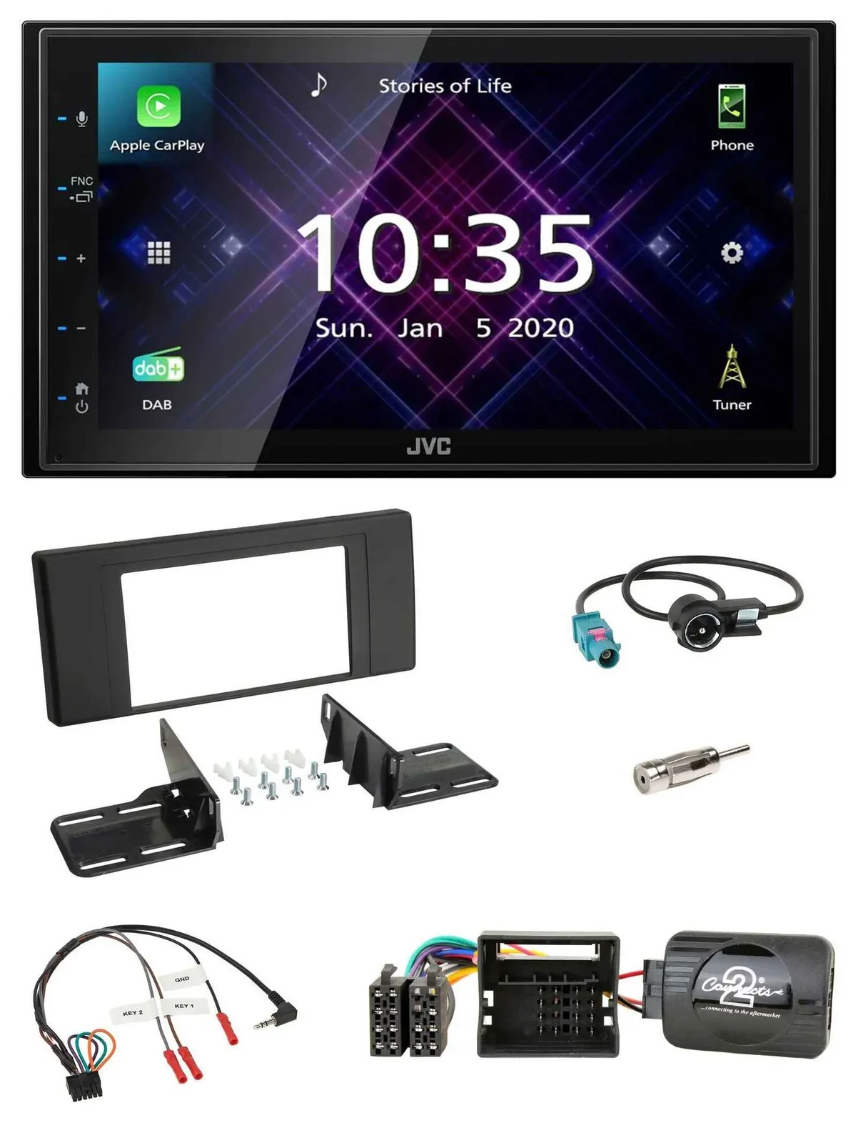JVC DAB 2DIN Lenkrad Bluetooth USB Autoradio für BMW X5 E53 2000-2006