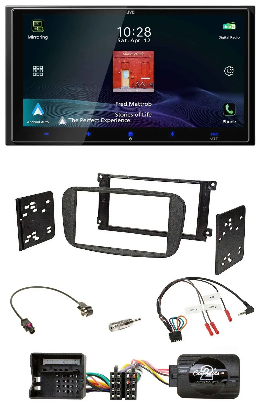 JVC USB Bluetooth 2DIN DAB Lenkrad Autoradio für Ford S-Max Mondeo 2007-2014 sch