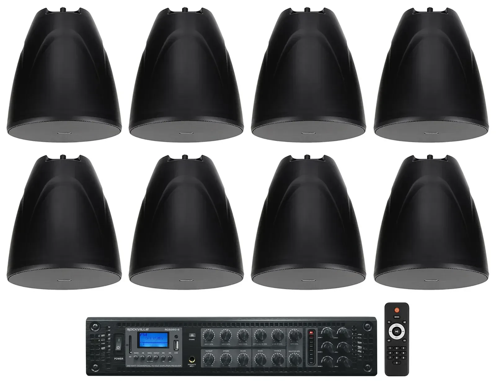 Потолочная акустика Rockville PEN-80T Black с усилителем (8 штук)
