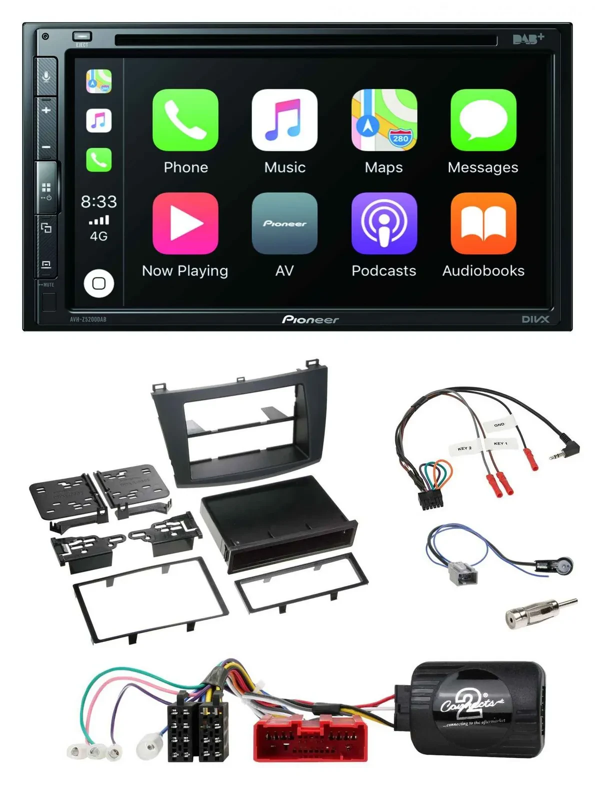 Pioneer DVD 2DIN Lenkrad DAB Bluetooth USB Autoradio für Mazda 3 09-13 analog