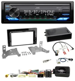 Автомагнитола для Toyota Aygo JVC Bluetooth, DAB, USB, поддержка кнопок на руле, с 2022, черный глянец