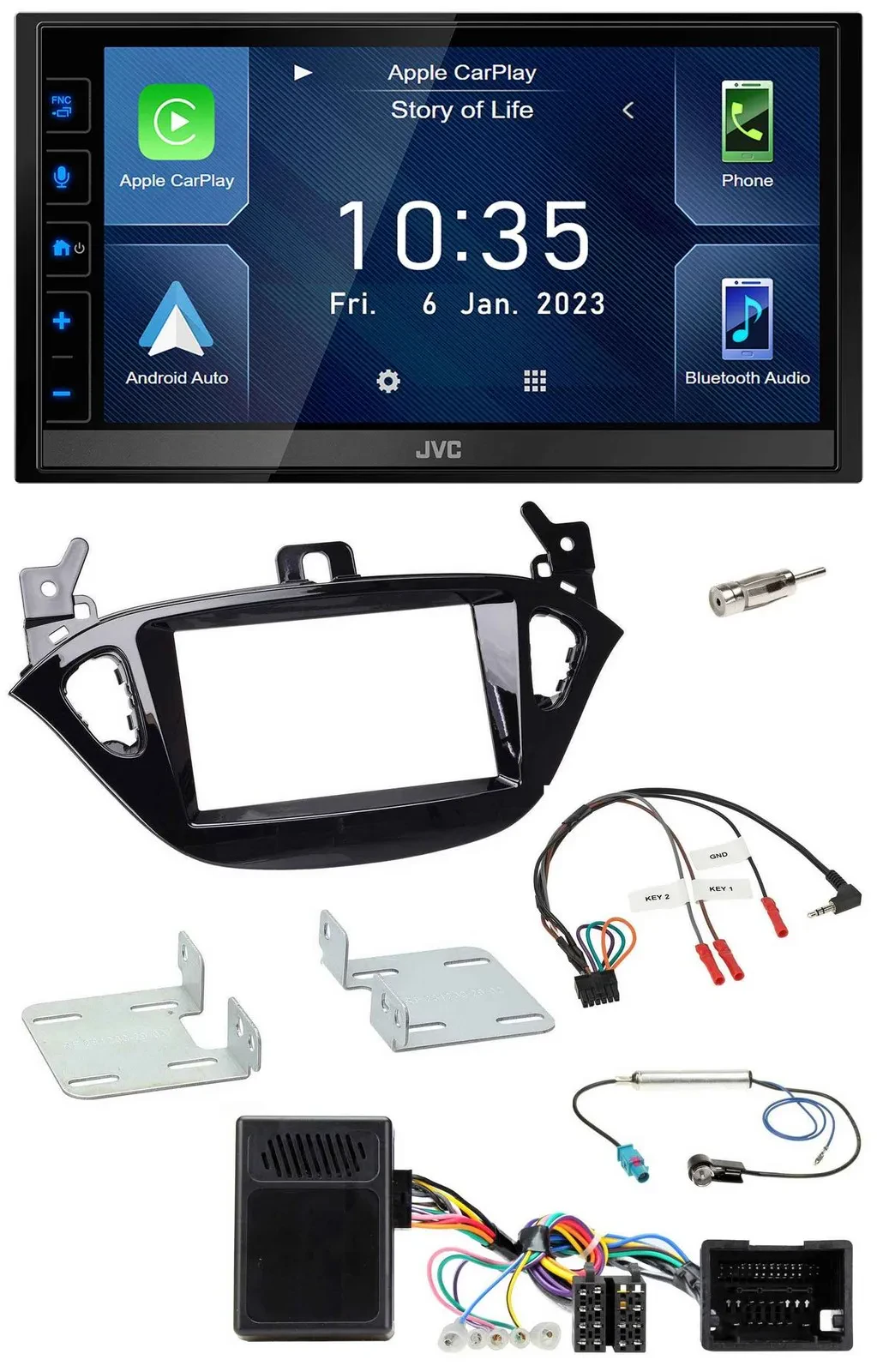 JVC DAB Bluetooth Lenkrad USB 2DIN Autoradio für Opel Adam ab 2013 Corsa E