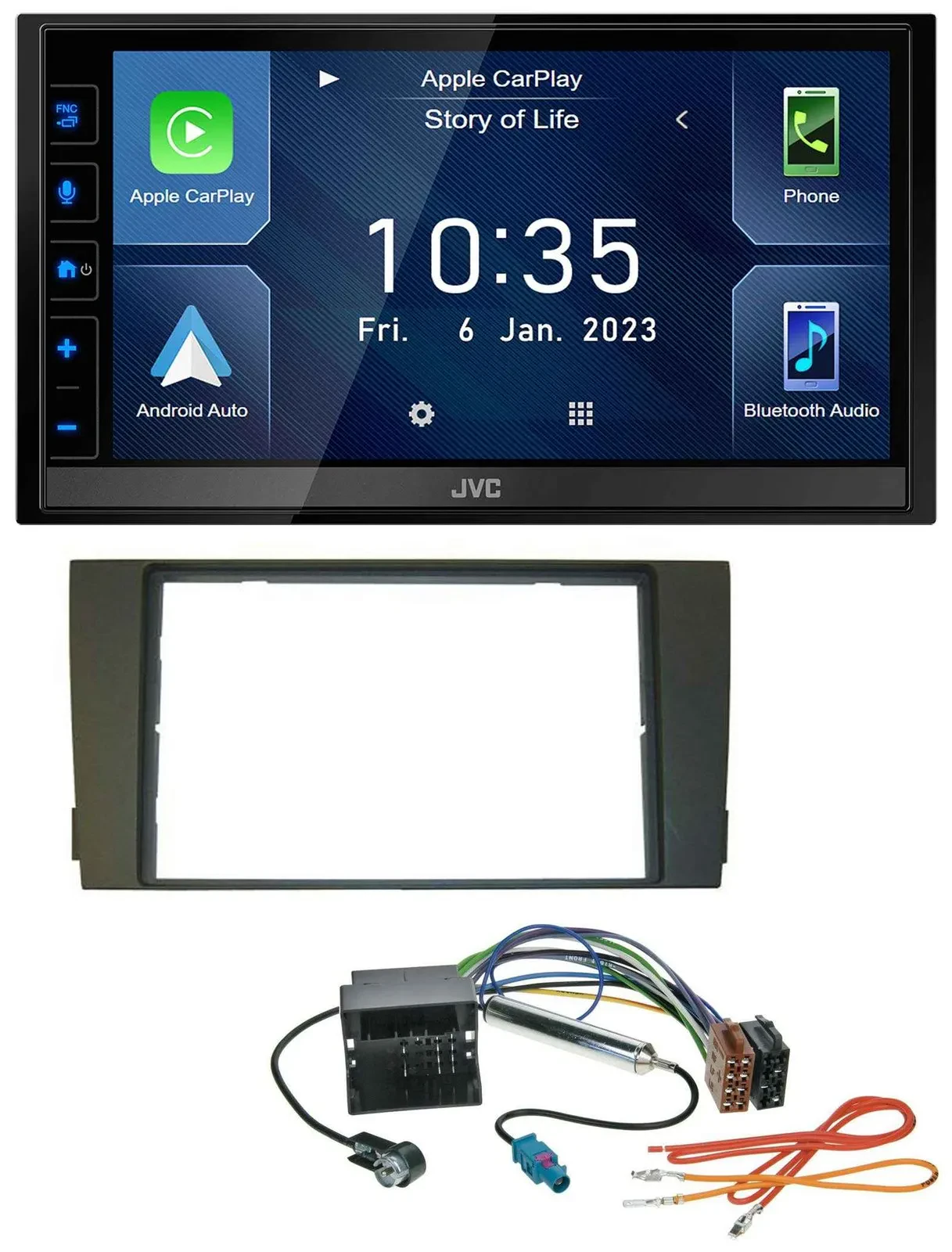 JVC DAB Bluetooth MP3 USB 2DIN Autoradio für Audi A6 01-05 C5 Quadlock