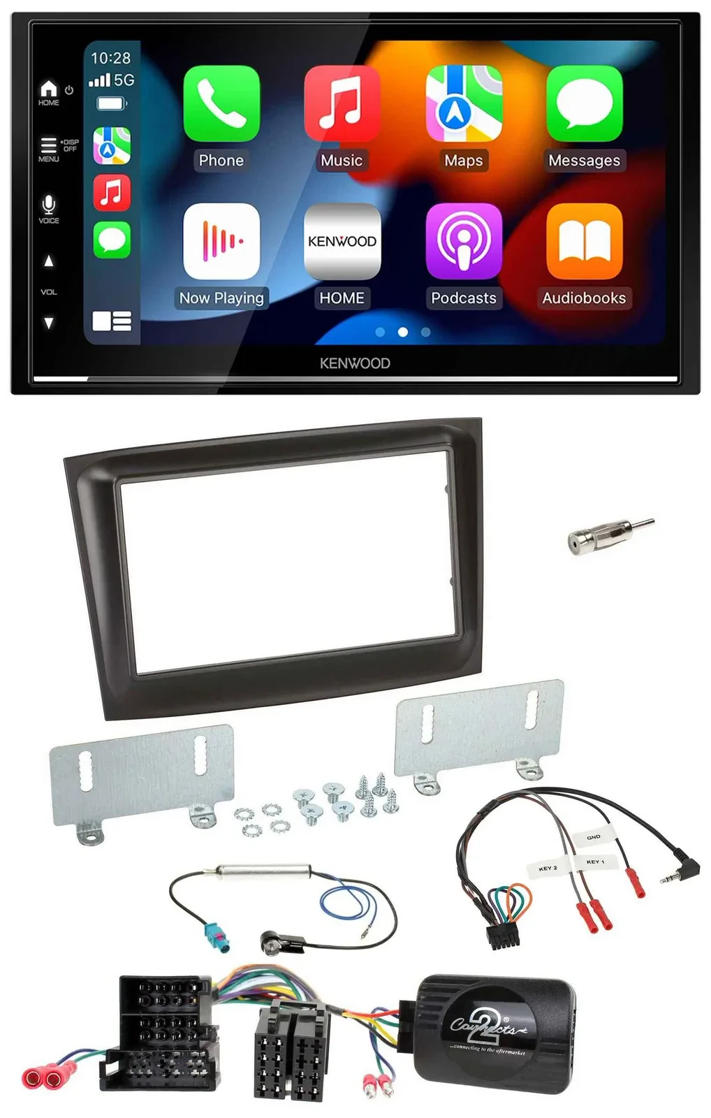 Kenwood DAB USB Bluetooth 2DIN Lenkrad Autoradio für Fiat Doblo Mini-ISO ab 2015