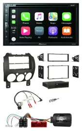 Автомагнитола Pioneer 2-DIN DVD DAB Bluetooth USB для Mazda 2 (2007–2014) с поддержкой управления на руле