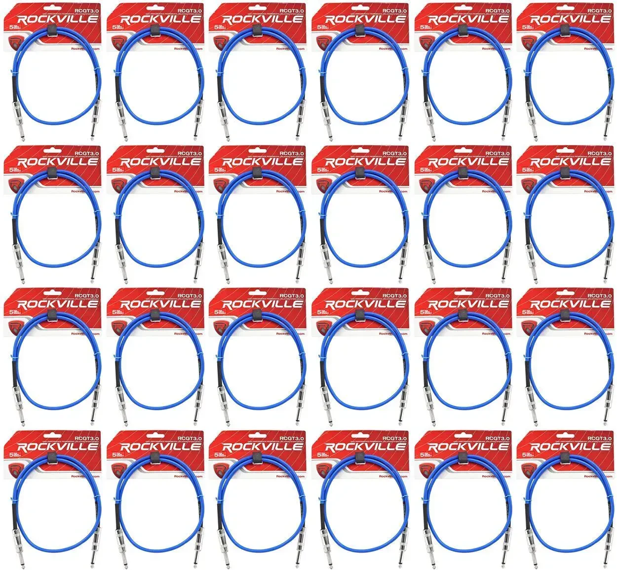 Инструментальный кабель Rockville RCGT3.0BL Blue 0.9 м (24 штуки)