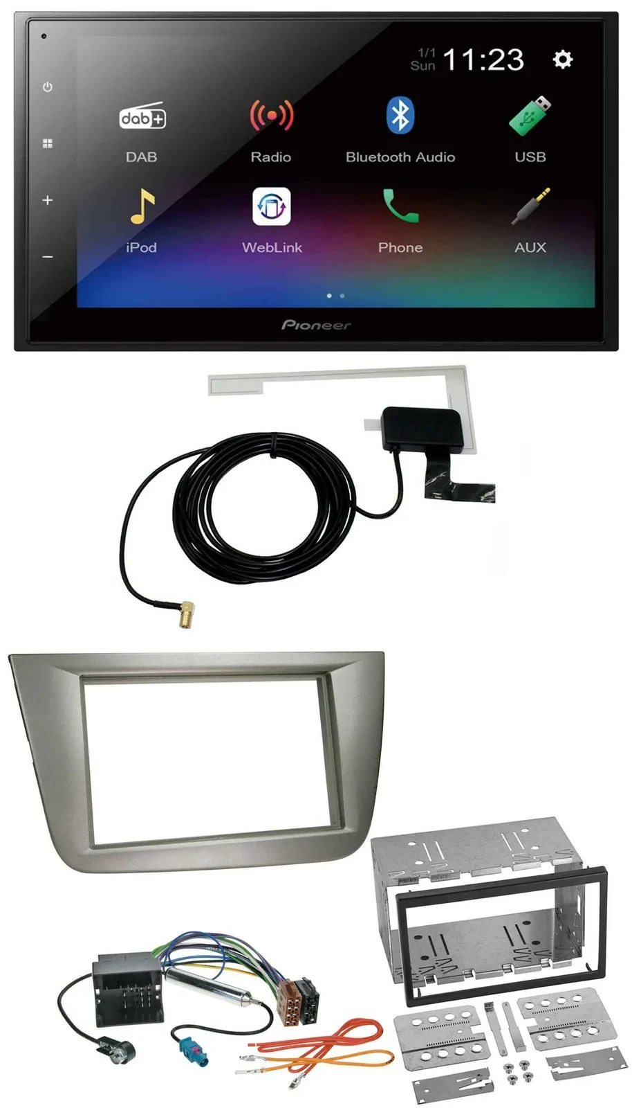 Pioneer DAB MP3 Bluetooth 2DIN USB Autoradio für Seat Altea XL Altea Toledo silb