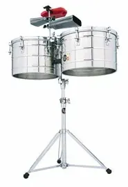 Latin Percussion LP258SLP Tito Puente Thunder Timbales, Steel with Stand