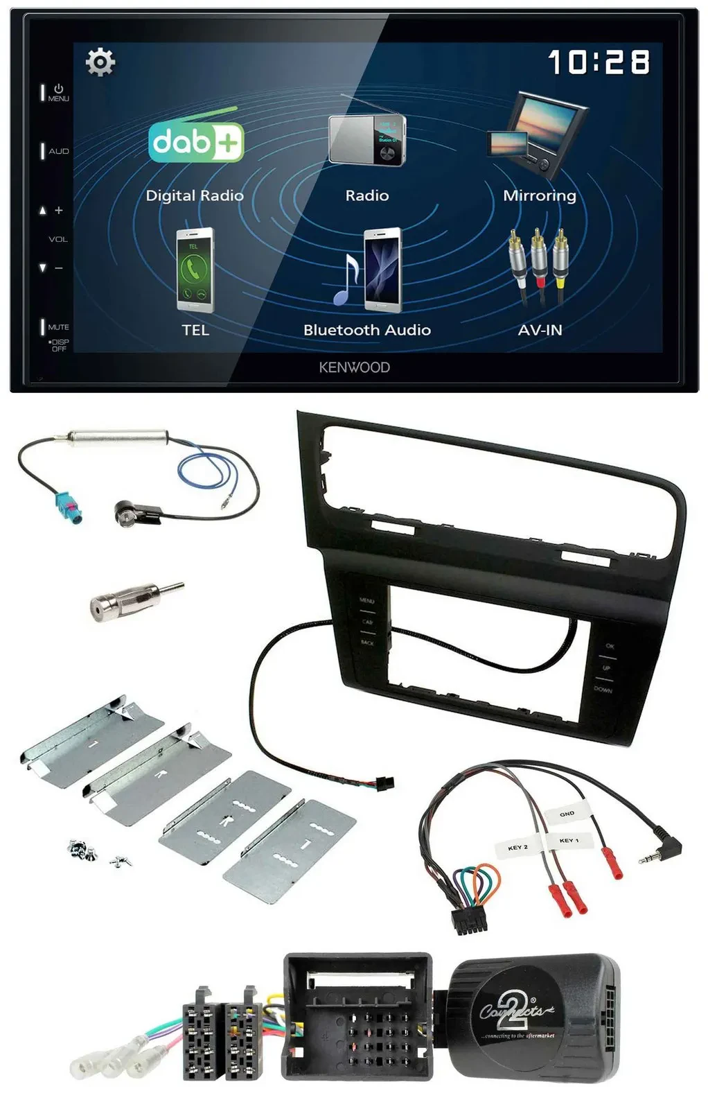 Автомагнитола для VW Golf VII (с 2012) Kenwood 2DIN Bluetooth USB DAB