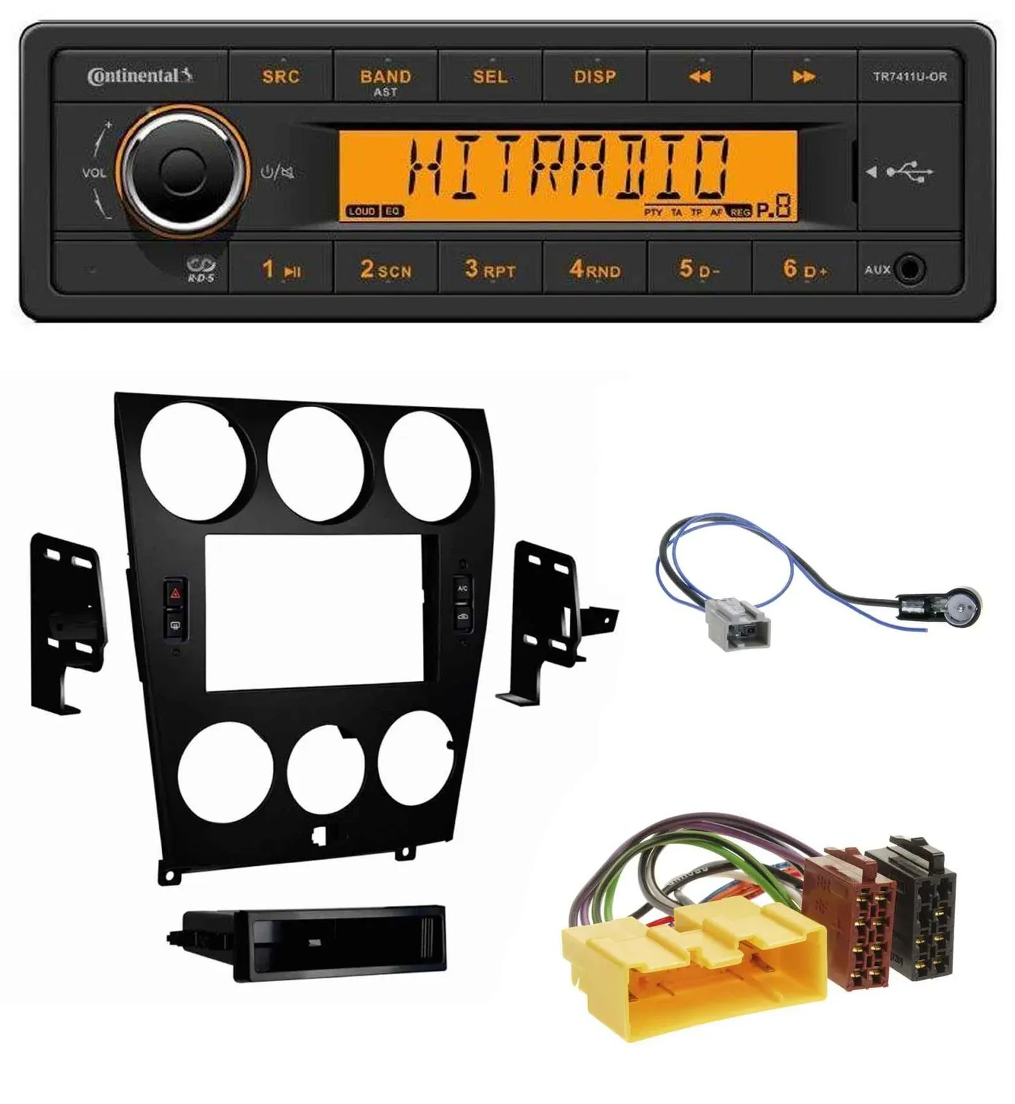 Continental 1DIN USB AUX MP3 Autoradio für Mazda 6 (2006-2008)