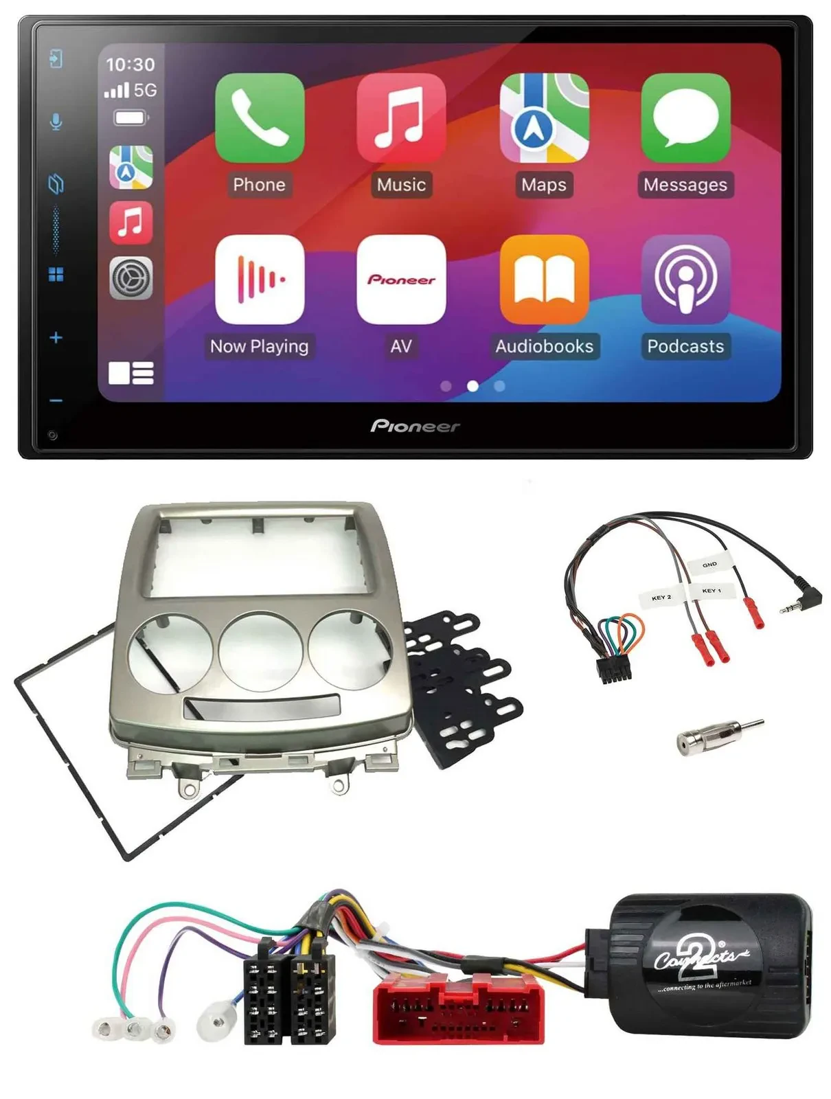 Pioneer DAB USB Lenkrad Bluetooth 2DIN Autoradio für Mazda 5 CR 2005-2010 silber
