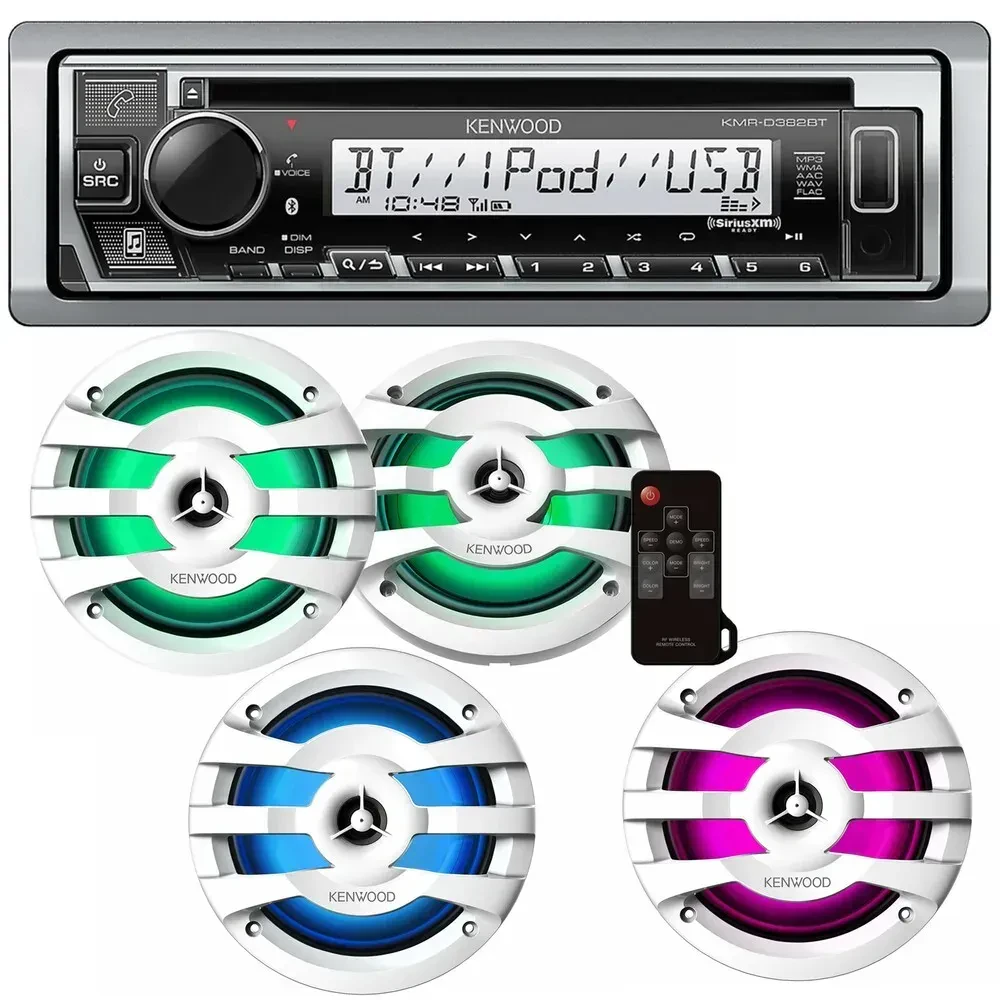 Автомагнитола Kenwood KMR-D382BT (набор) 4x 6.5" коаксиальные колонки