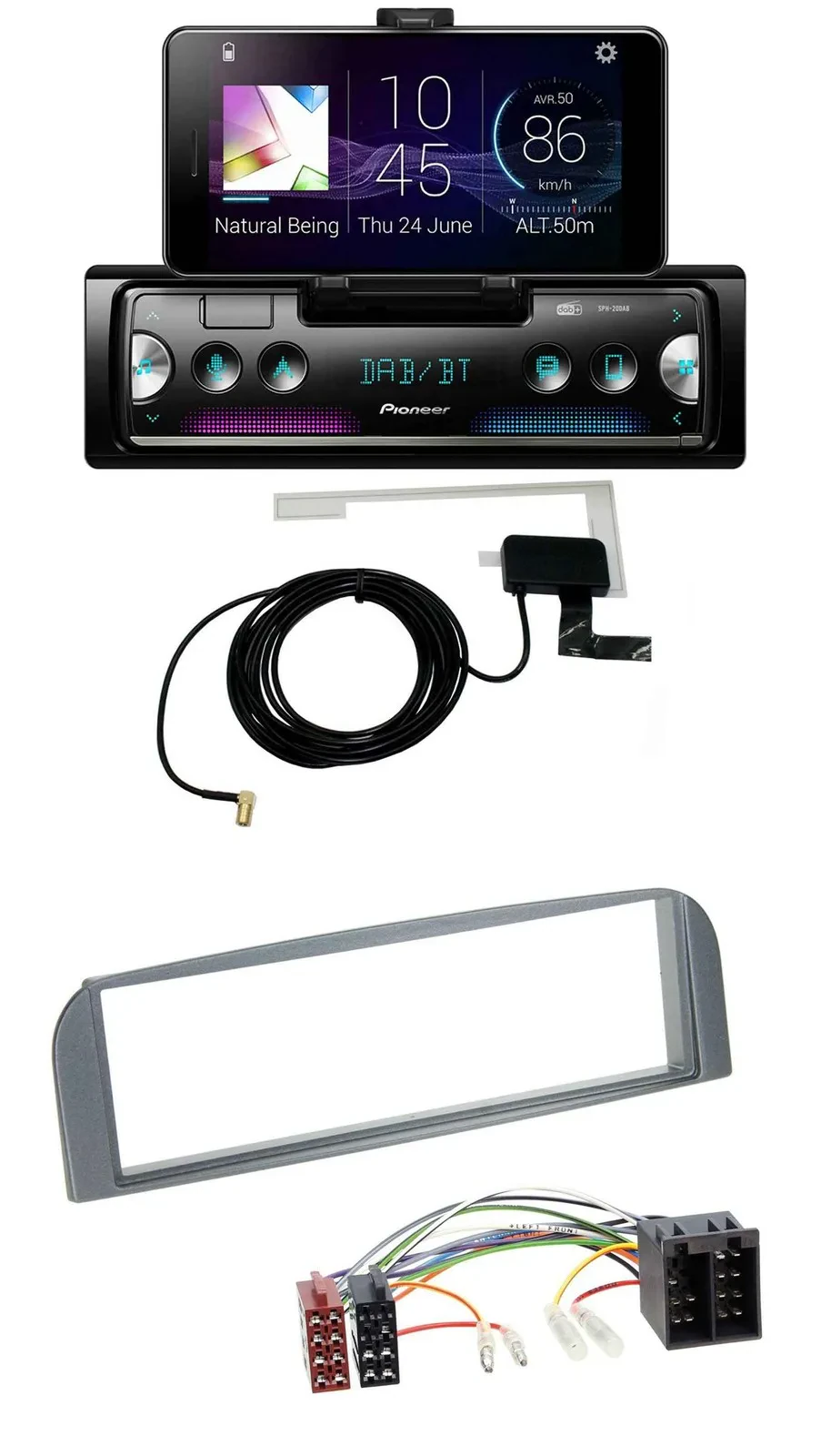 Pioneer DAB Bluetooth MP3 USB Autoradio für Alfa Romeo 147, GT - anthrazit