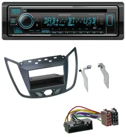 Автомагнитола Kenwood Bluetooth DAB USB CD для Ford C-Max/Kuga темно-серая
