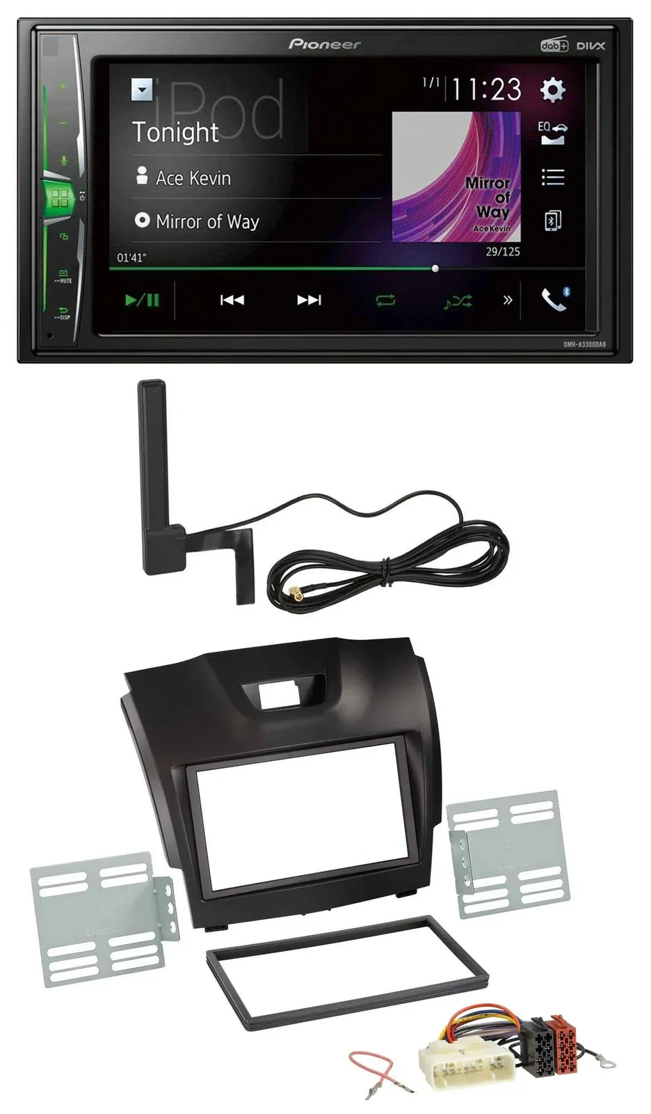 Pioneer MP3 DAB AUX 2DIN Bluetooth Autoradio für Isuzu D-Max ab 2012 dunkelgrau