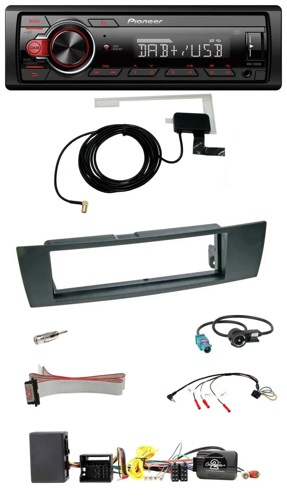 Автомагнитола Pioneer 1DIN, MP3, DAB, USB, для BMW 1er E87 (2004–2013), совместима с кнопками на руле, для активной аудиосистемы