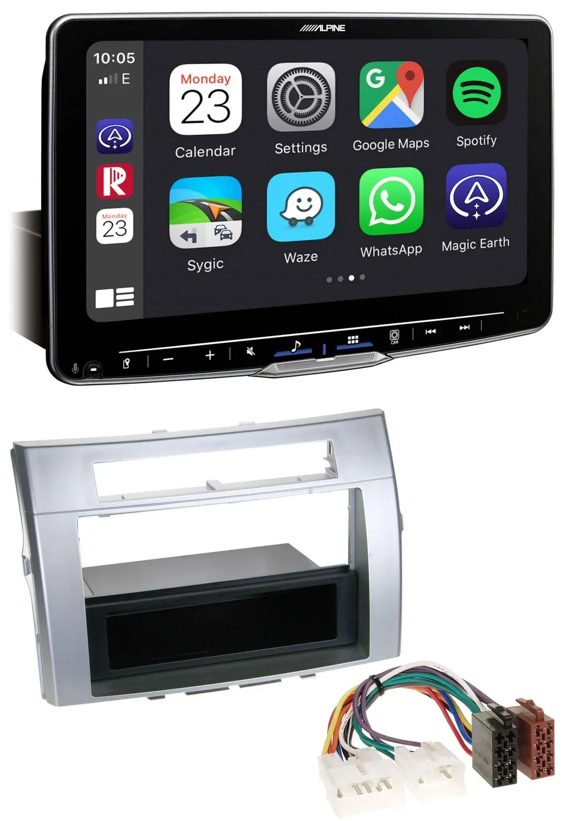 Alpine Bluetooth MP3 USB DAB Autoradio für Toyota Corolla Verso 2004-2009 silber