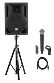 Rockville RPG10BT 10" Powered Active DJ PA Speaker w/ Samson Wireless Mic+Clip