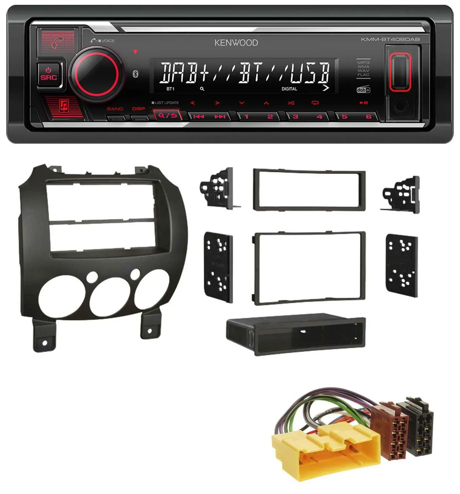Kenwood MP3 Bluetooth USB DAB Autoradio für Mazda 2 (ab 2007)