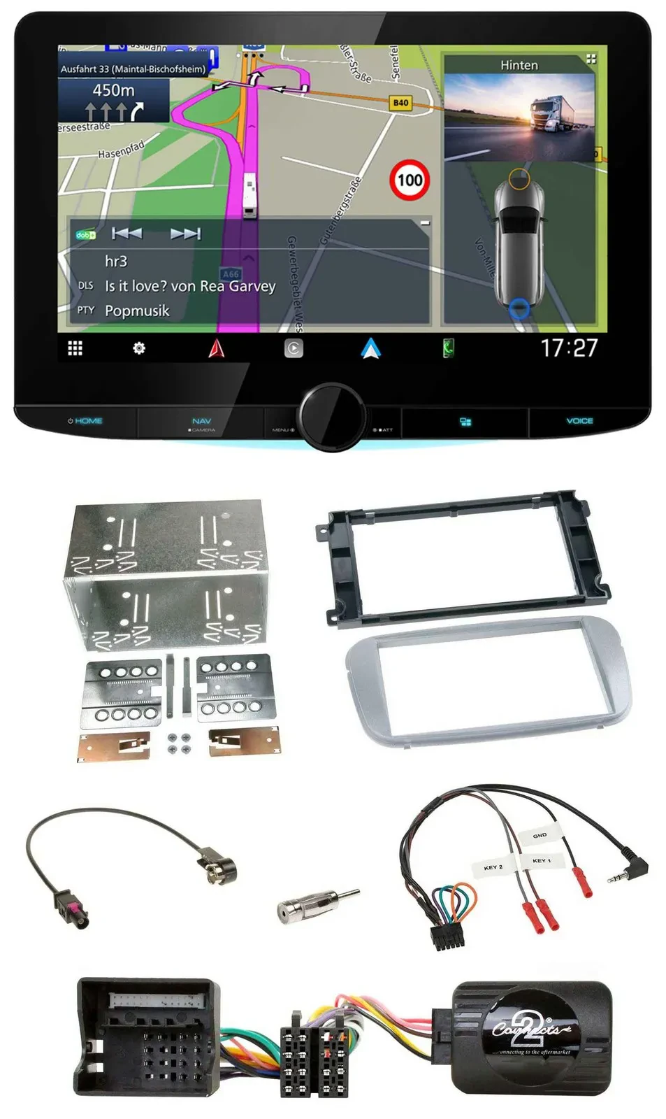 Kenwood Bluetooth DAB TMC 2DIN Lenkrad USB Navigation für Ford Mondeo S-Max 07-1