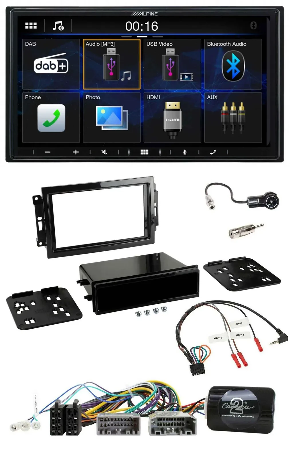 Alpine Bluetooth 2DIN Lenkrad DAB USB Autoradio für Dodge Jeep