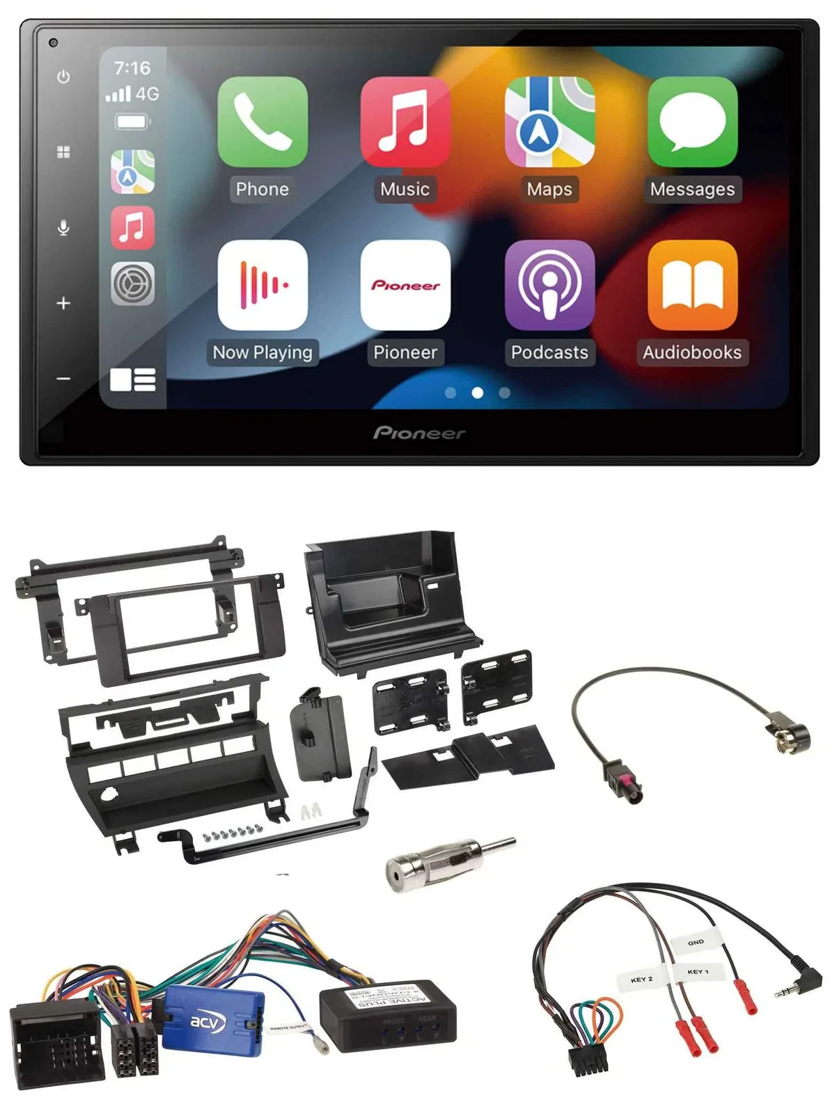 Pioneer DAB Bluetooth 2DIN USB Lenkrad Autoradio für BMW 3er 02-06 E46 5 Schalte