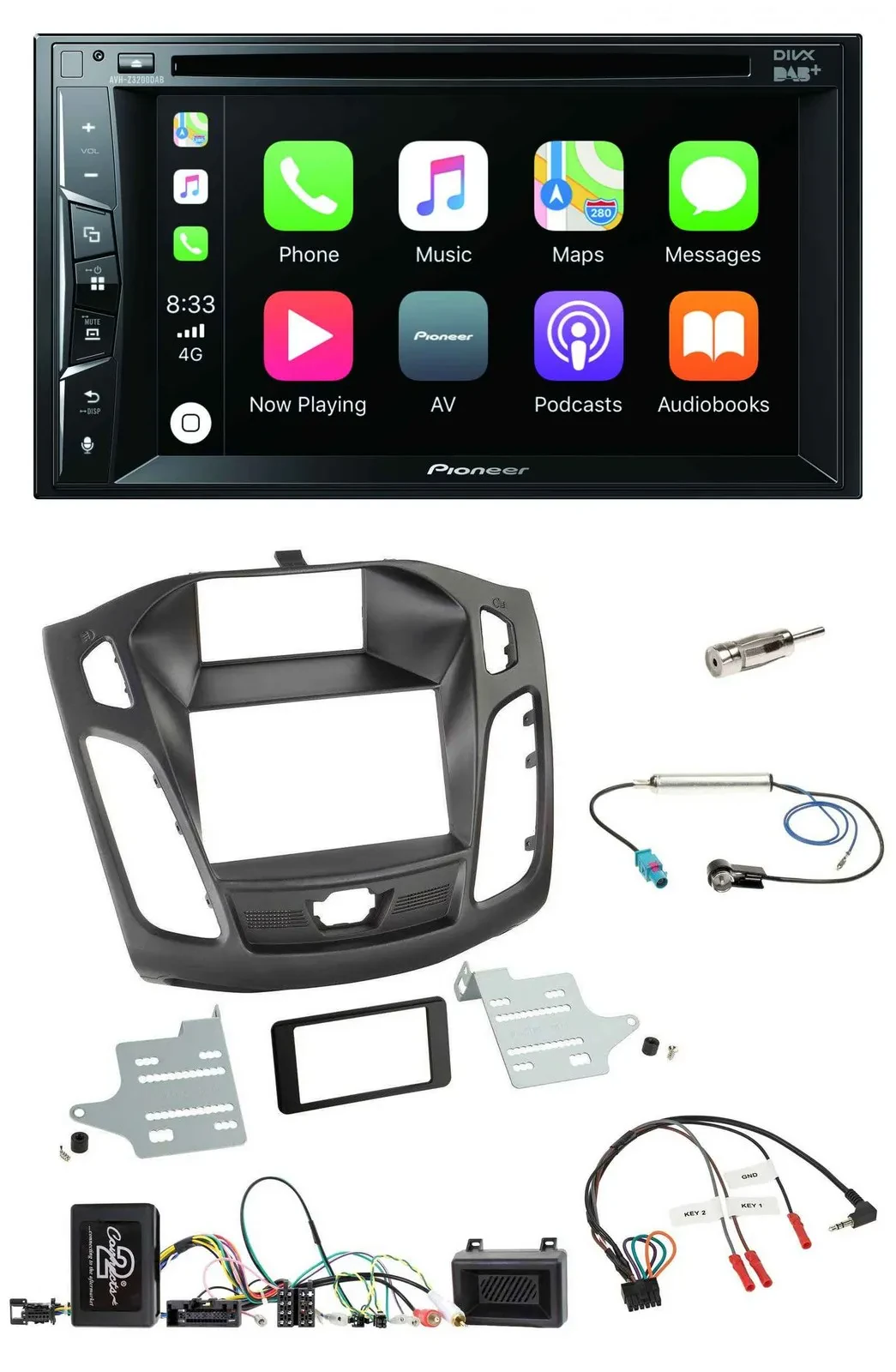 Pioneer Lenkrad USB DVD Bluetooth DAB 2DIN Autoradio für Ford Focus 2011-2014