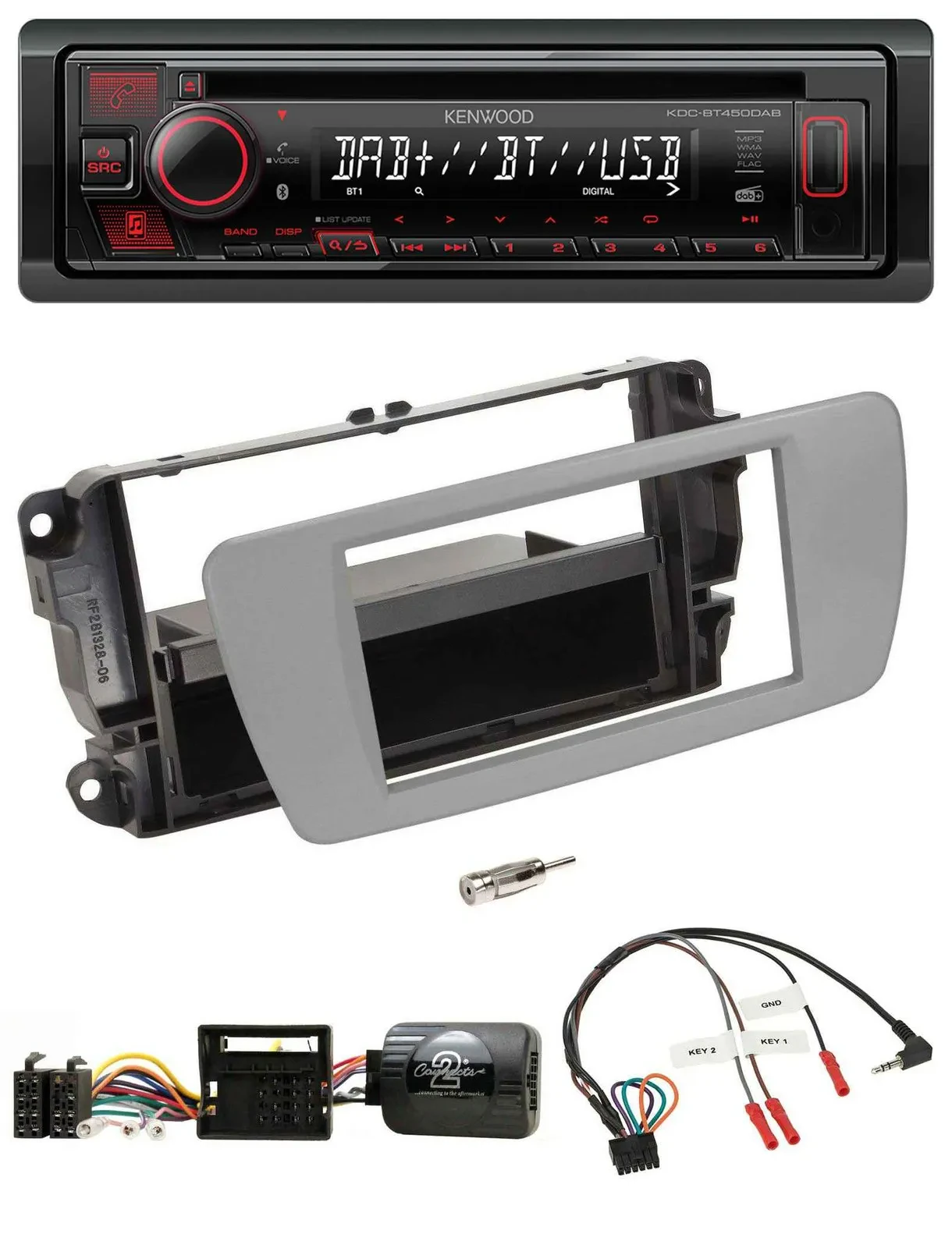 Kenwood Lenkrad CD USB Bluetooth DAB Autoradio für Seat Ibiza dublingrau