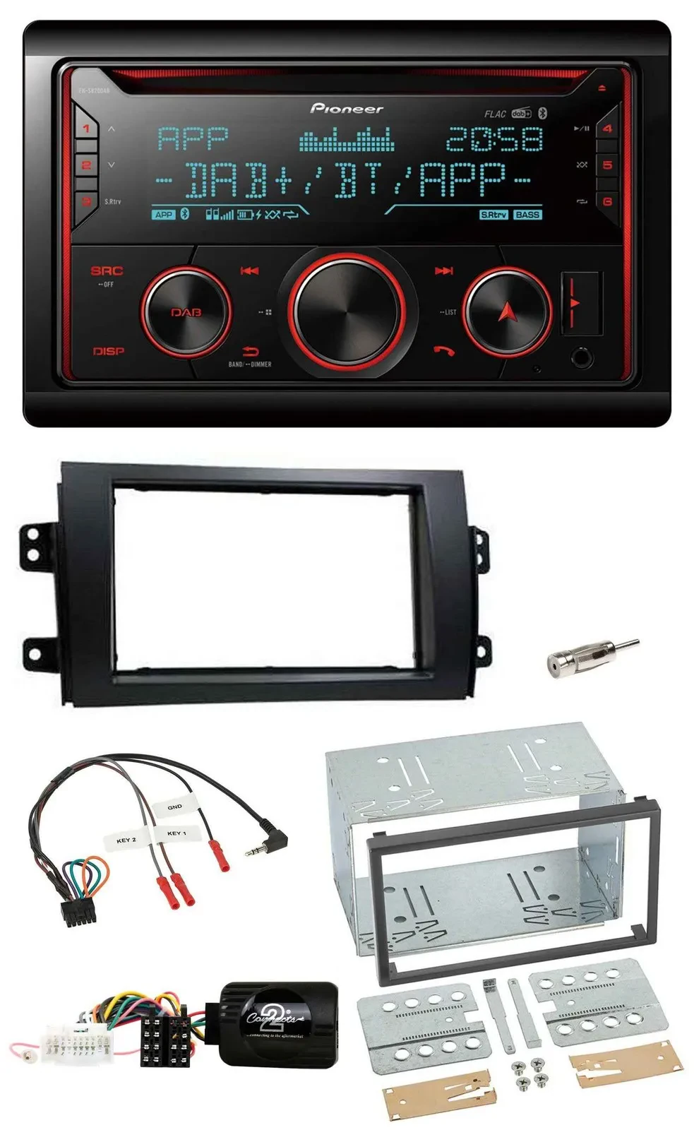 Pioneer 2DIN DAB Lenkrad Bluetooth USB CD Autoradio für Fiat Sedici Suzuki SX4