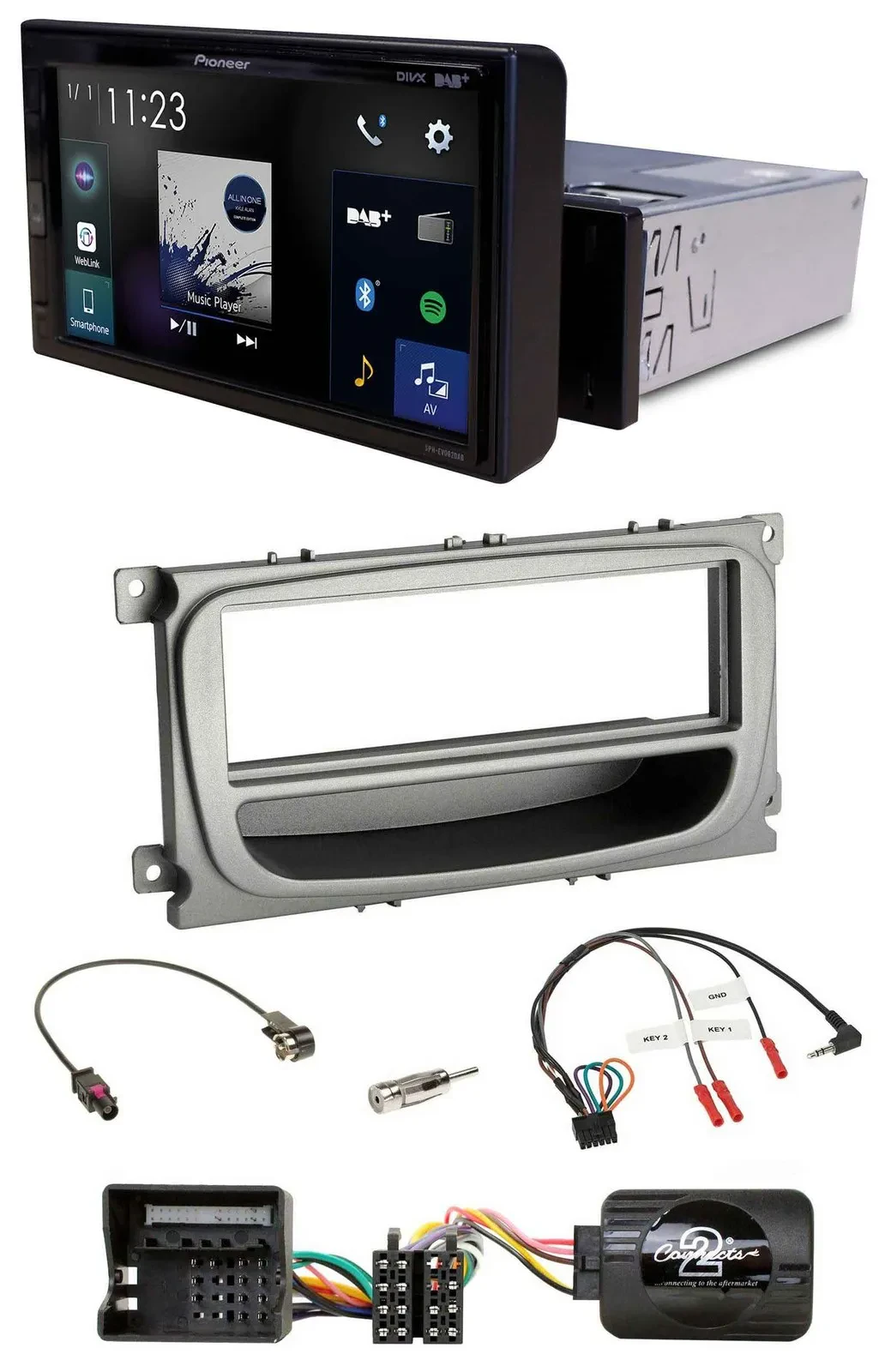 Автомагнитола Pioneer для Ford C-Max/Focus/Galaxy DAB Bluetooth USB (поддержка кнопок на руле, с 2007 г.)
