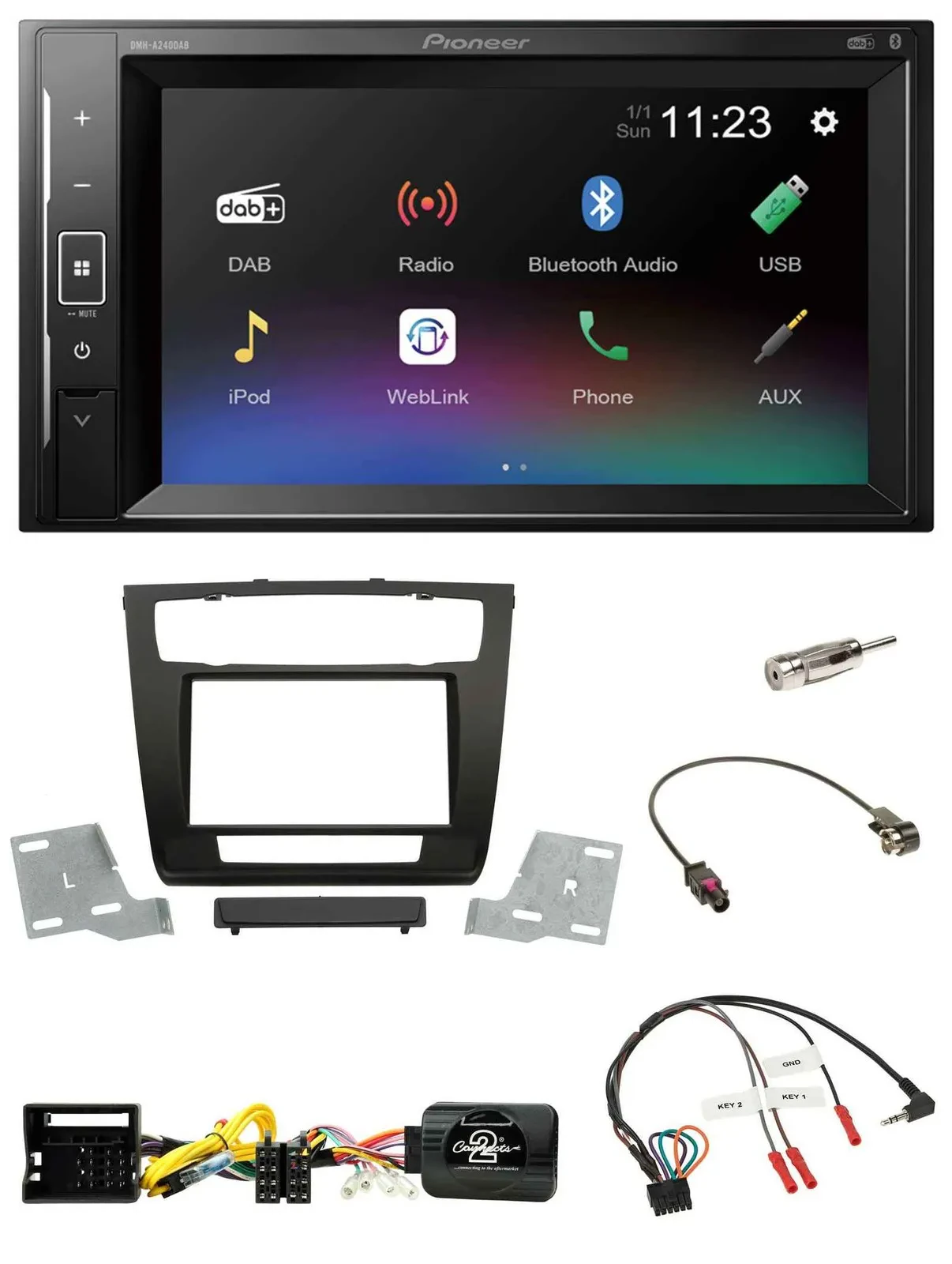 Pioneer DAB Lenkrad 2DIN Bluetooth USB Autoradio für BMW 1er aut. Klima E81/E82/